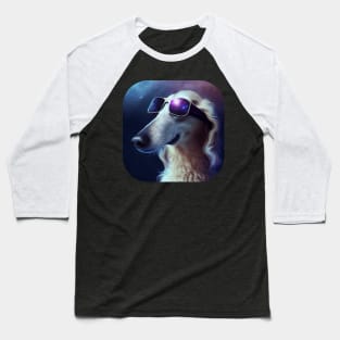 Cool Borzoi Dog wearing Sunglasses Baseball T-Shirt